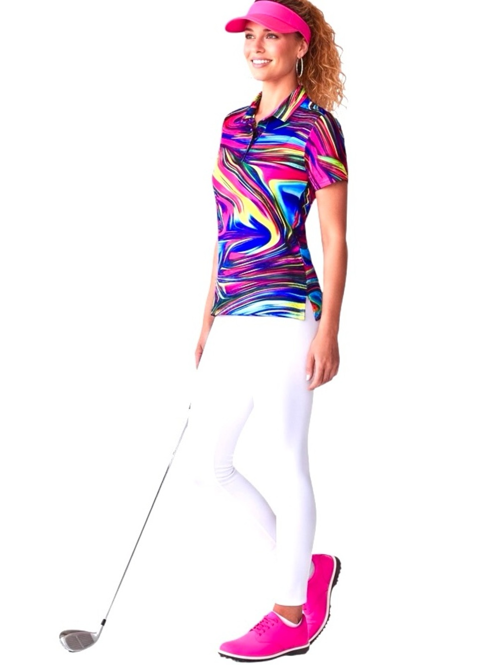 PLG Play Loud Golf Top Silently BeHeard MulticolorAbstract Women's Shirt Sz